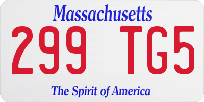 MA license plate 299TG5