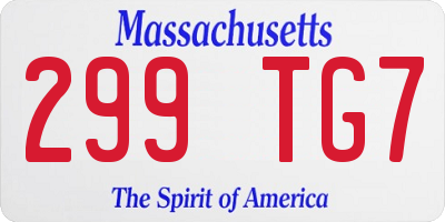 MA license plate 299TG7