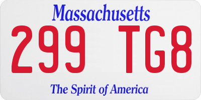 MA license plate 299TG8