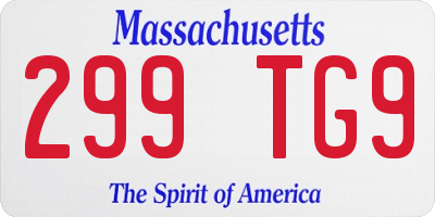 MA license plate 299TG9