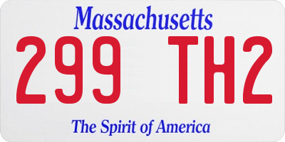 MA license plate 299TH2