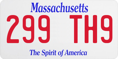 MA license plate 299TH9