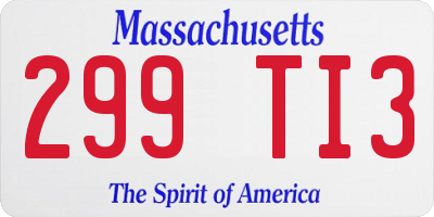 MA license plate 299TI3