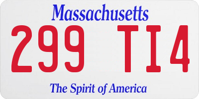 MA license plate 299TI4