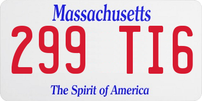 MA license plate 299TI6