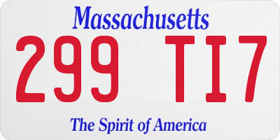 MA license plate 299TI7