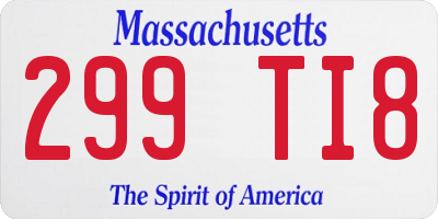 MA license plate 299TI8