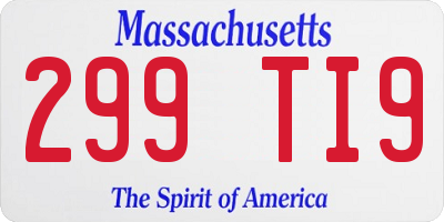 MA license plate 299TI9
