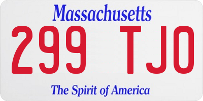 MA license plate 299TJ0