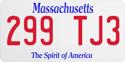 MA license plate 299TJ3