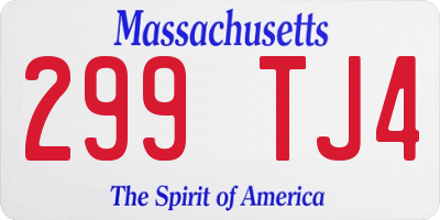 MA license plate 299TJ4