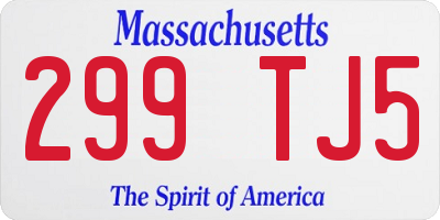 MA license plate 299TJ5