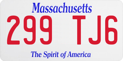 MA license plate 299TJ6