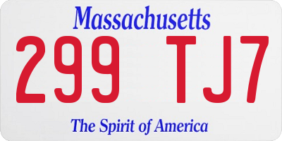 MA license plate 299TJ7