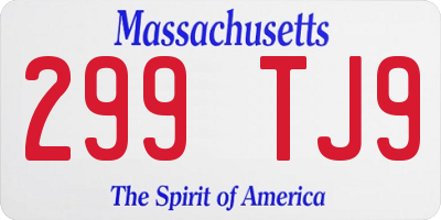 MA license plate 299TJ9