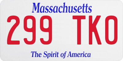 MA license plate 299TK0