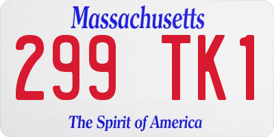 MA license plate 299TK1