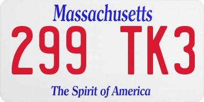 MA license plate 299TK3