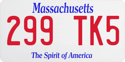 MA license plate 299TK5