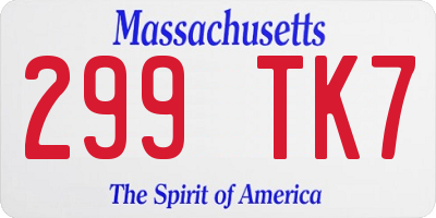 MA license plate 299TK7
