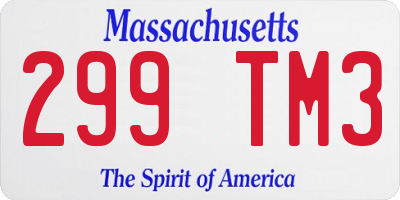 MA license plate 299TM3