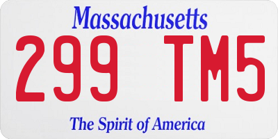 MA license plate 299TM5