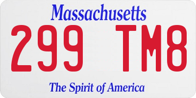 MA license plate 299TM8