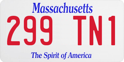 MA license plate 299TN1