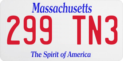 MA license plate 299TN3
