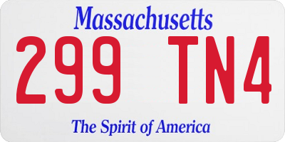 MA license plate 299TN4