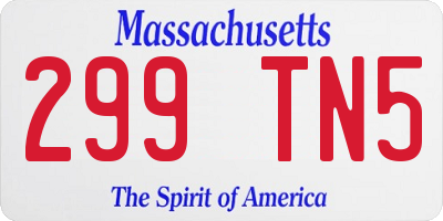 MA license plate 299TN5