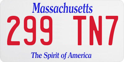 MA license plate 299TN7