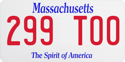 MA license plate 299TO0