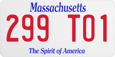 MA license plate 299TO1