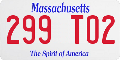 MA license plate 299TO2