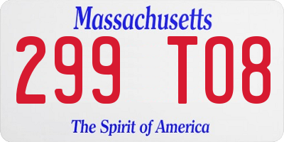 MA license plate 299TO8