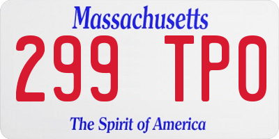 MA license plate 299TP0