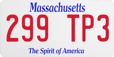 MA license plate 299TP3