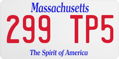 MA license plate 299TP5