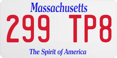 MA license plate 299TP8