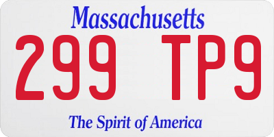 MA license plate 299TP9