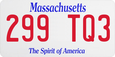 MA license plate 299TQ3