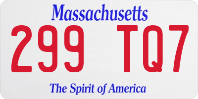 MA license plate 299TQ7