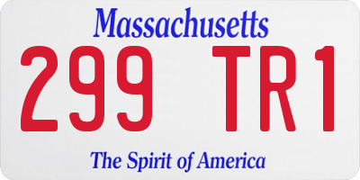 MA license plate 299TR1