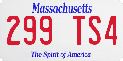 MA license plate 299TS4