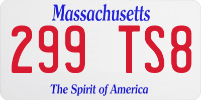 MA license plate 299TS8