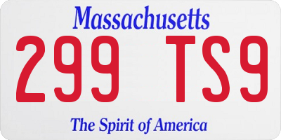 MA license plate 299TS9