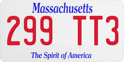 MA license plate 299TT3