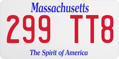 MA license plate 299TT8