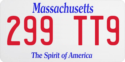 MA license plate 299TT9
